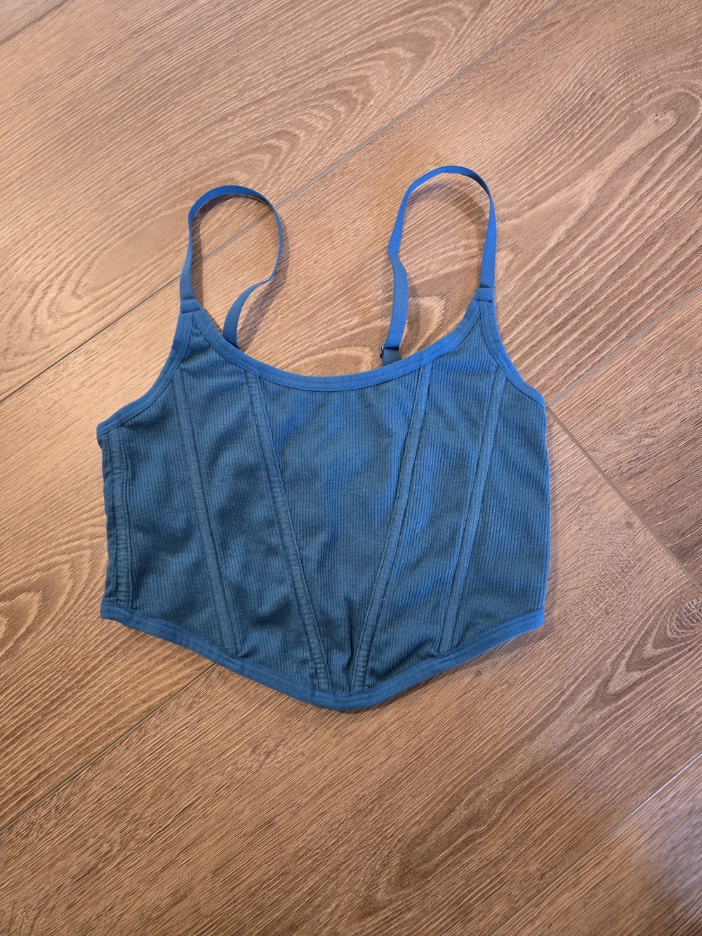 Colsie Teal Ribbed Bandeau Tank Top